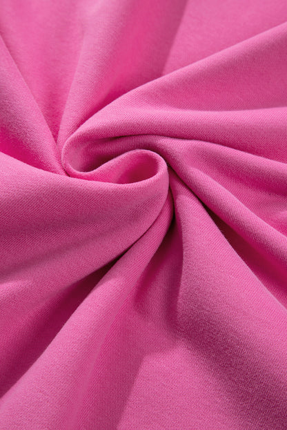 Sweat-shirt uni Bonbon à col rond et ourlet haut-bas