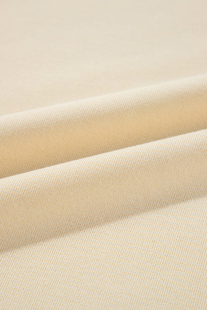 Sweat-shirt beige à manches boutonnées et épaules tombantes