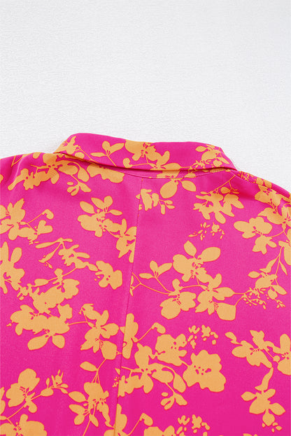 Robe courte fluide à imprimé floral rose avec cordon de serrage