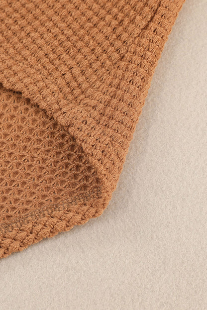 Camisa casual con botones de punto tipo gofre marrón