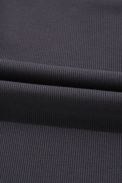 Débardeur slim en maille côtelée gris carbone à bords contrastés et col en U