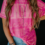 Rose Howdy Cowboy Letter Printed Western Fashion Tee