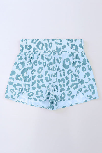 Beau Blue Leopard High Waisted Athletic Shorts