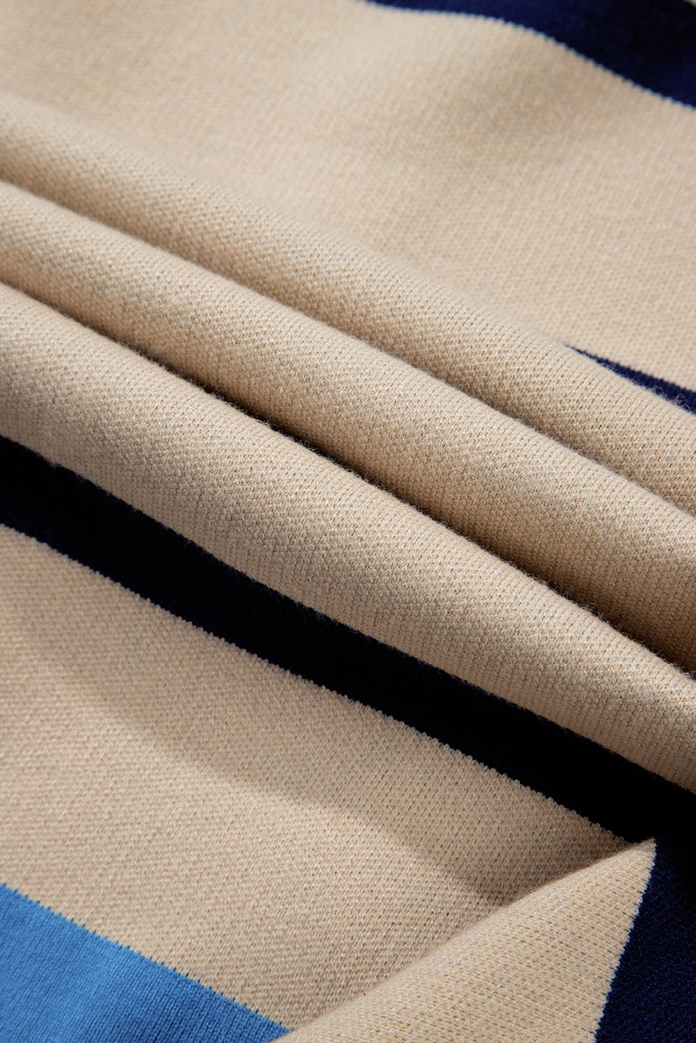 Cardigan ample boutonné à épaules tombantes et colorblock blanc