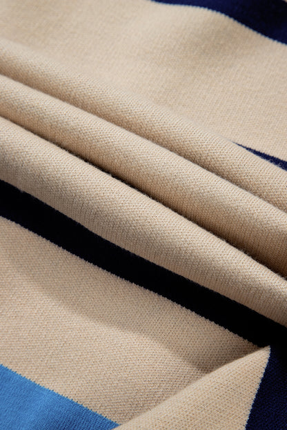 Cardigan ample boutonné à épaules tombantes et colorblock blanc