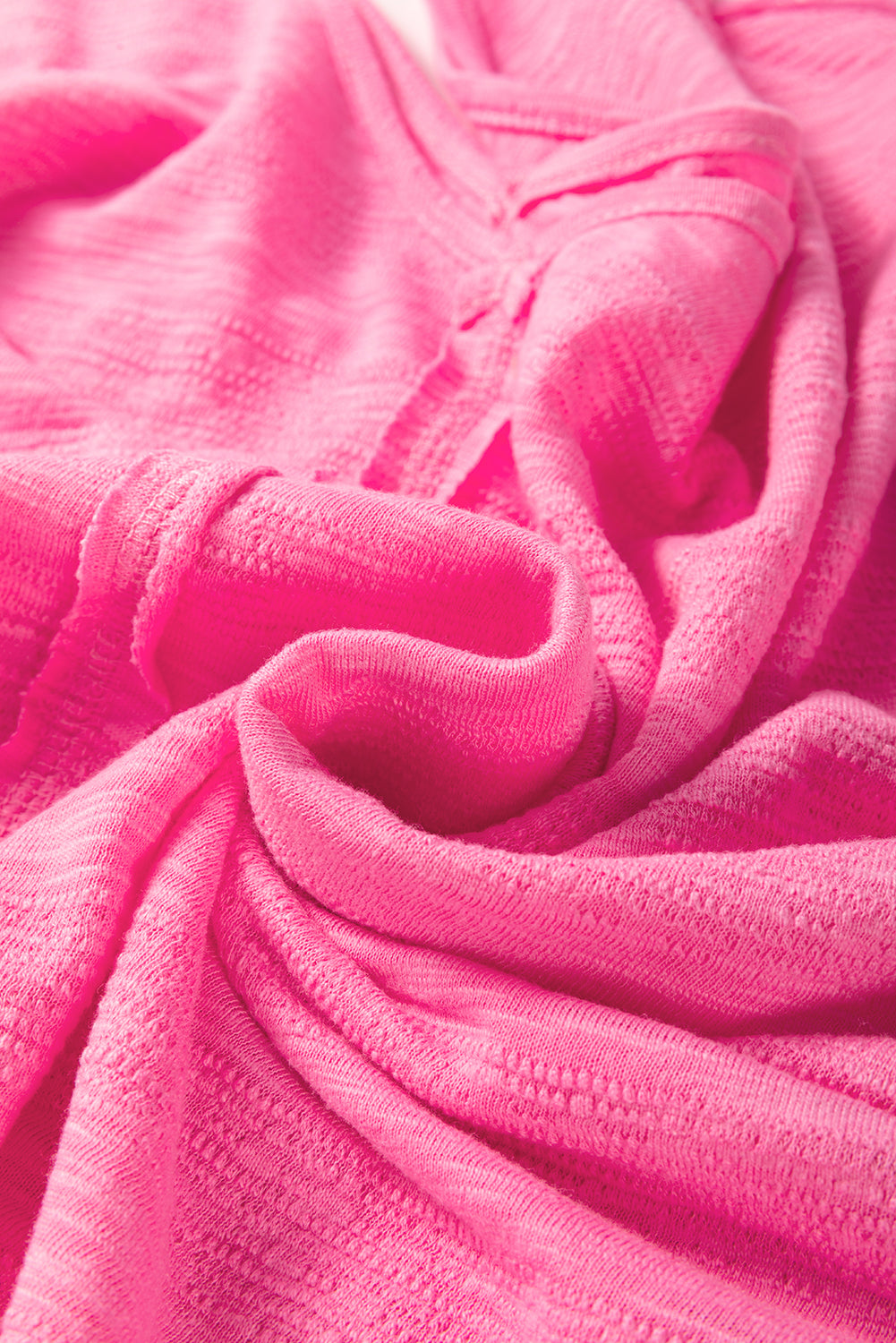 Chemisier ample à manches 3/4 et col en V en patchwork rose contrasté