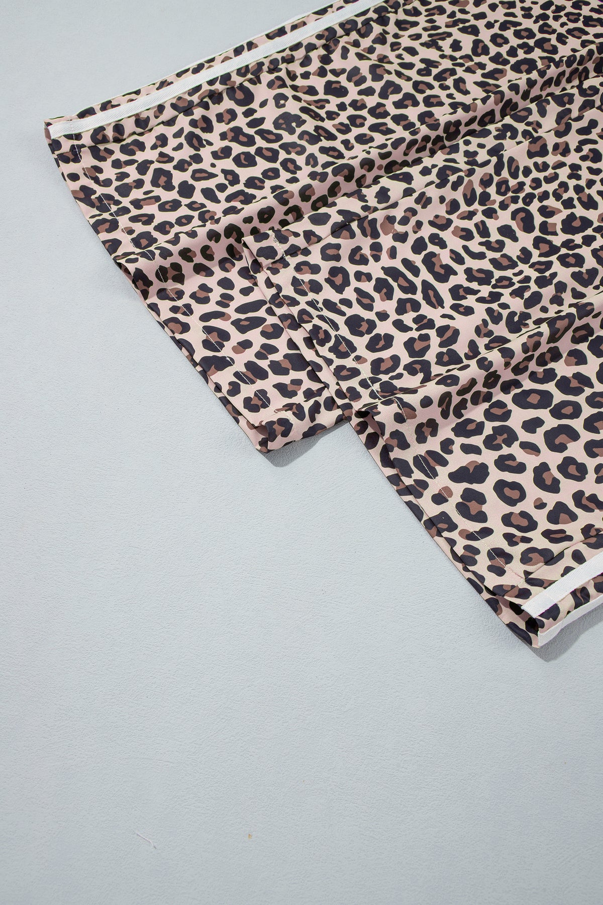 Beige Plus Size Leopard Print Side Stripes Detail Casual Pants