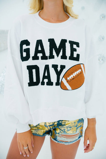 Sweat-shirt blanc à imprimé graphique GAME DAY