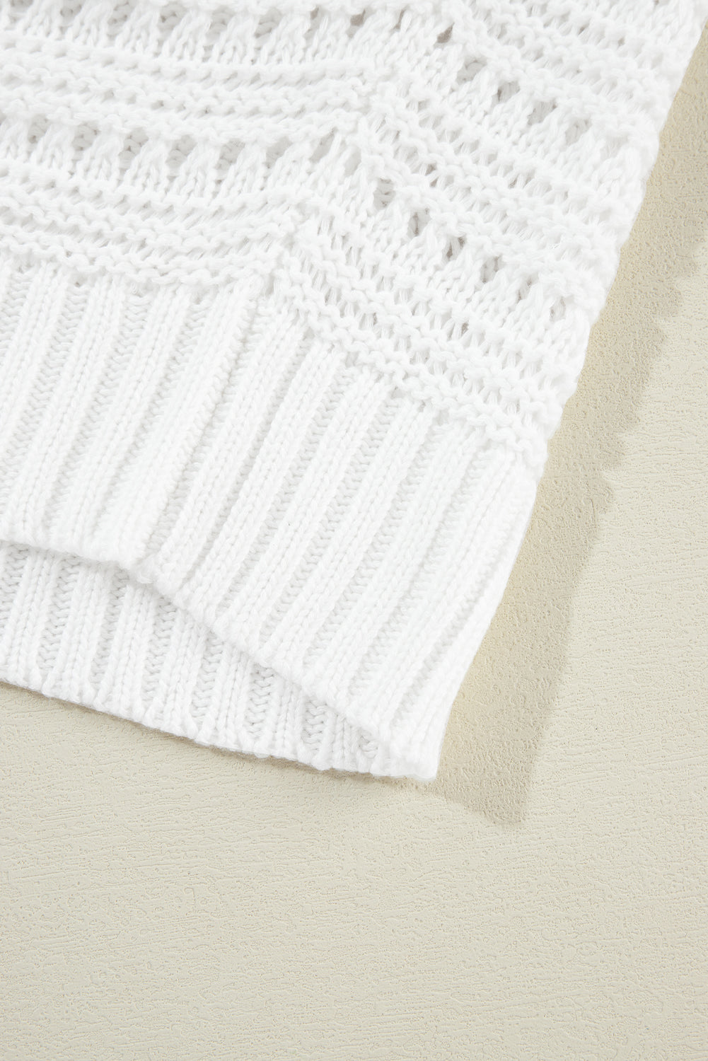 Cardigan ouvert à manches bracelet en tricot pointelle blanc