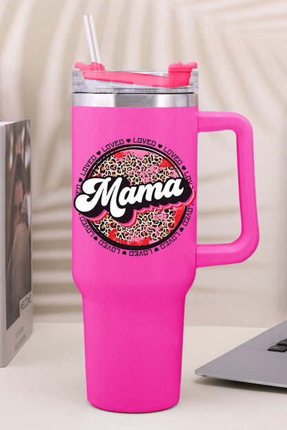 Tasse isotherme en acier inoxydable à imprimé léopard Mama avec poignée 40 oz