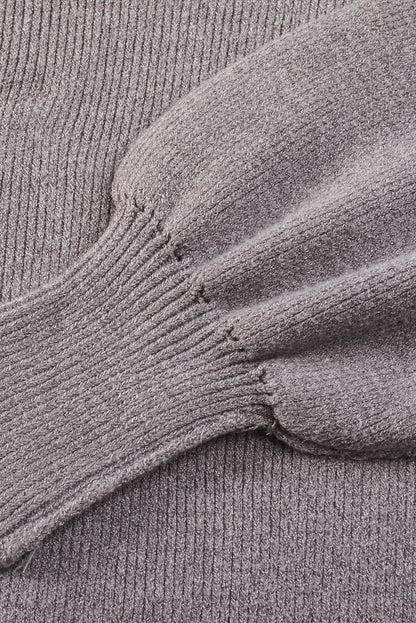 Jersey gris extragrande con hombros caídos y mangas abullonadas 