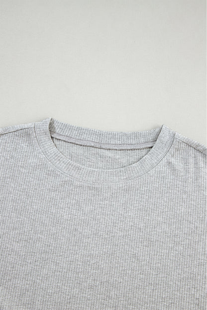 Ensemble tunique ample gris clair uni et short slim