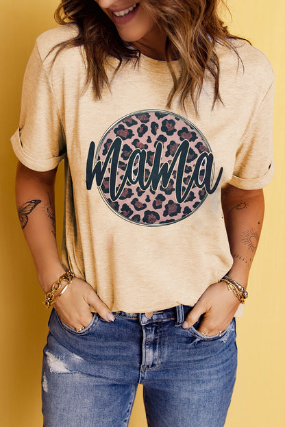 MOM life is the best life Camiseta con estampado de leopardo