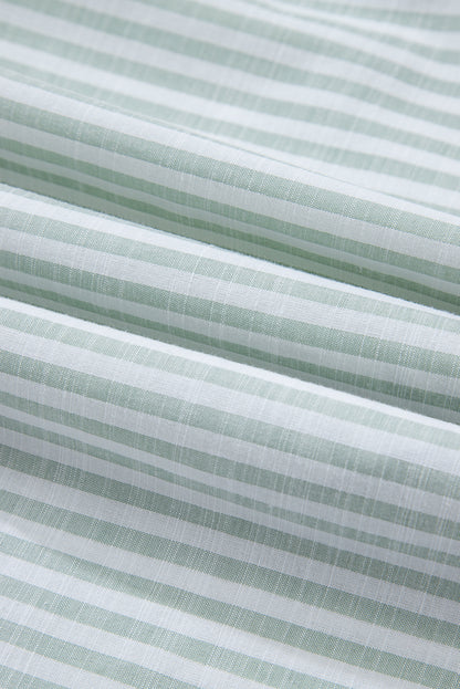 Robe de plage à rayures blanches, col en V, poche poitrine, manches longues