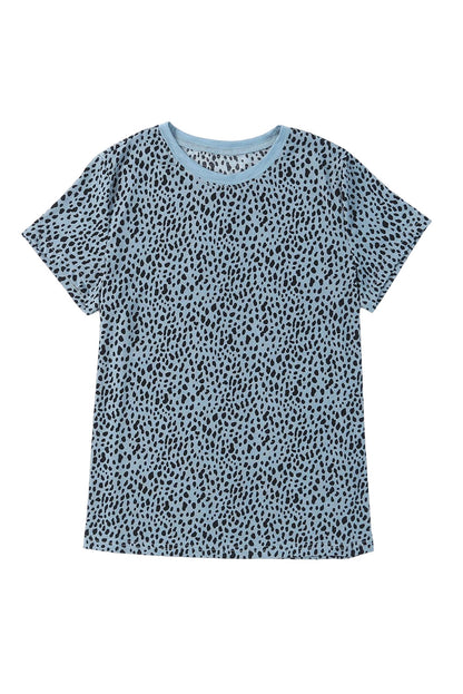 Cheetah Print O-neck Short Sleeve T Shirt