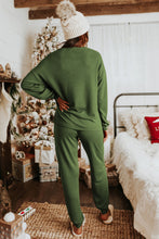 Spinach Green Sequined Christmas Cane Pattern Lounge Sweatsuit