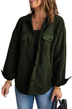 Green Turn Down Collar Buttoned Shirt Jacket