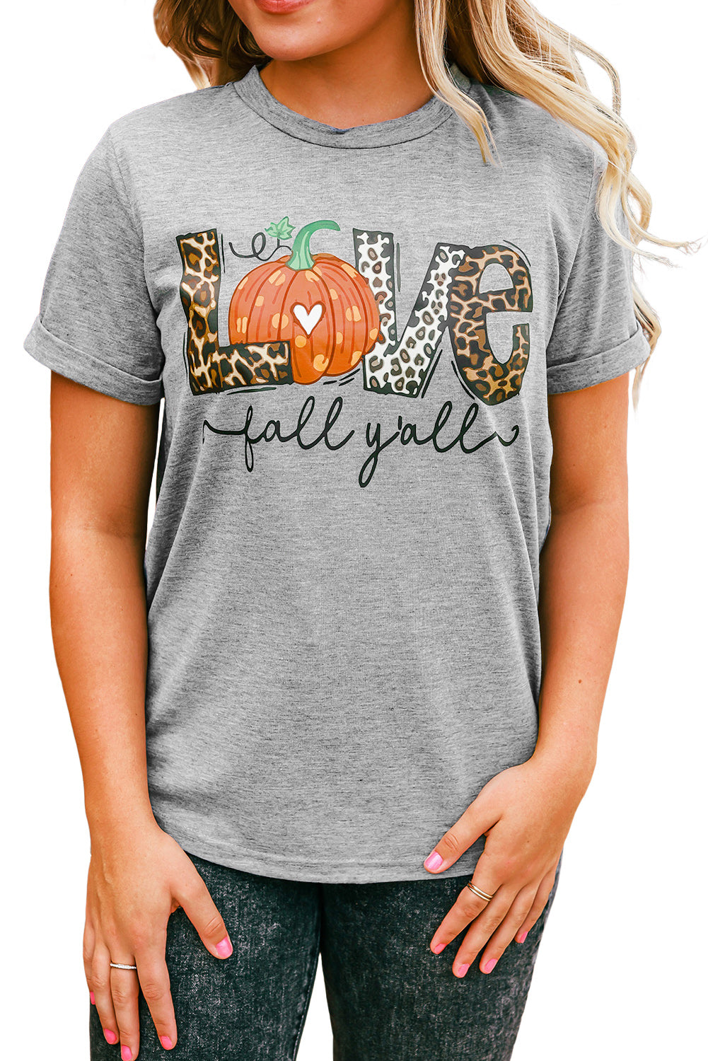 Camiseta Love Fall Y'all Pumkin Leopard