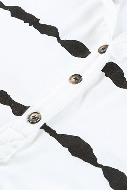 Sudadera con capucha de manga larga con botones y cordón a rayas