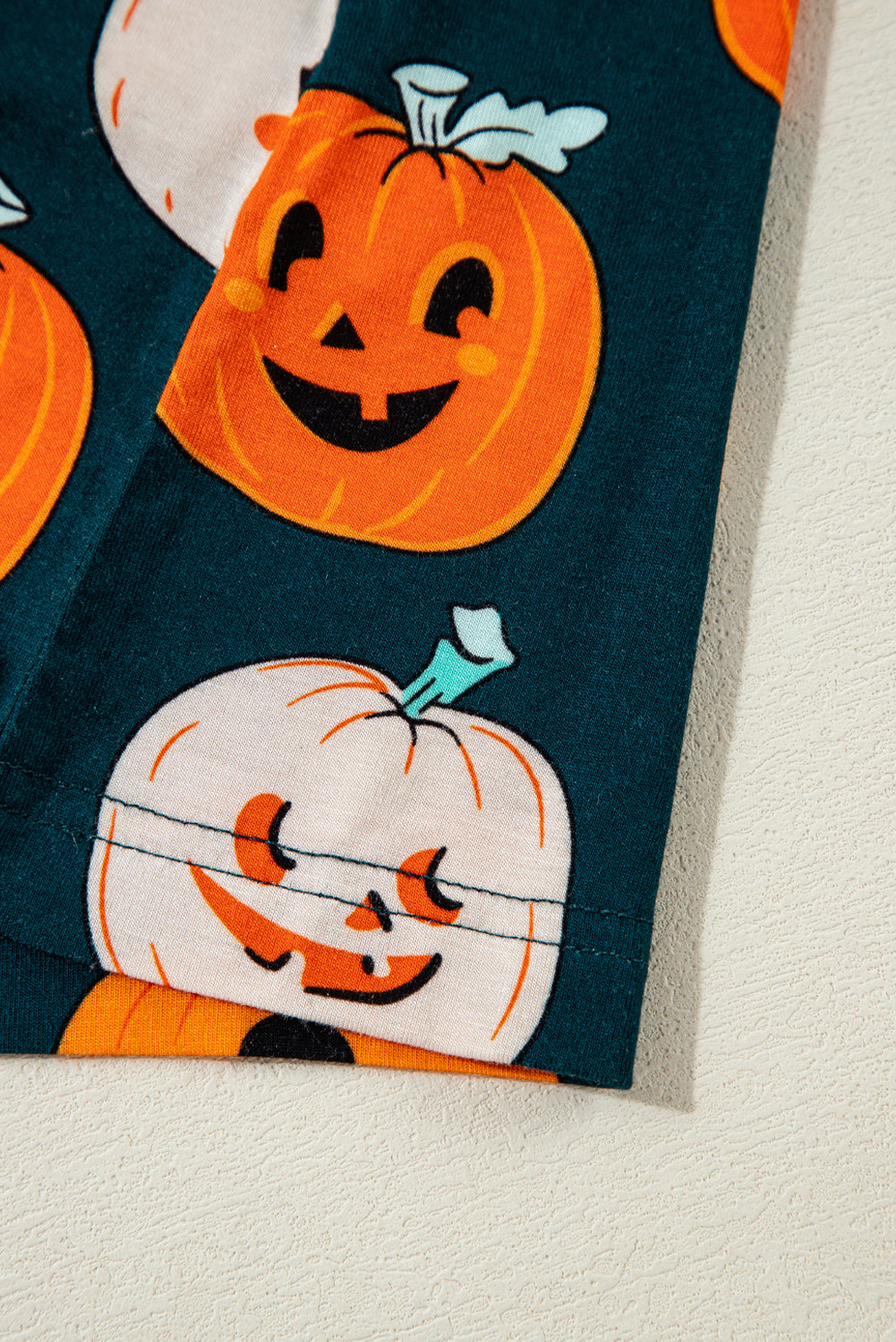 Ensemble pyjama chemise à manches courtes orange à motif Halloween