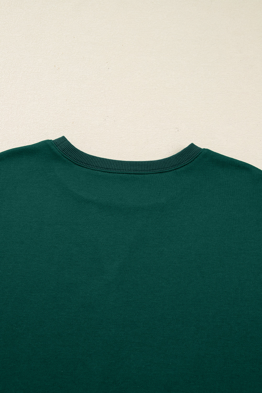 Dark Green Pearl Embellished Drop Shoulder Pullover Elastic Waist Mini Skirt Set