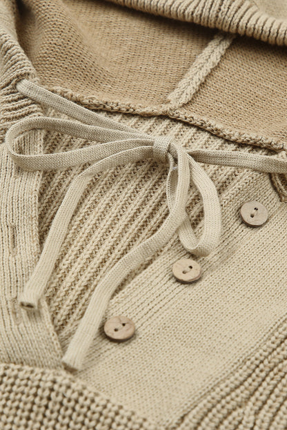 Pull à capuche col V Henley 