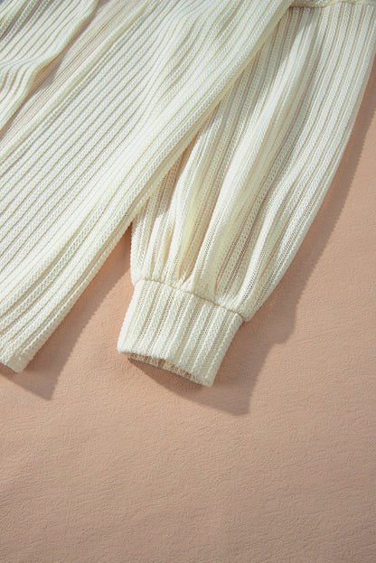 Kimono ouvert à manches lanternes texturées beiges