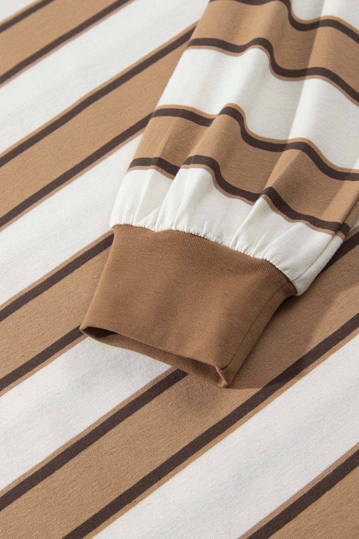 Khaki Stripe Contrast Trim Patchwork Casual Two-Piece Pants Set
