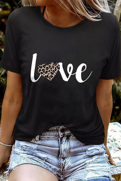 T-shirt graphique à paillettes et cœur
