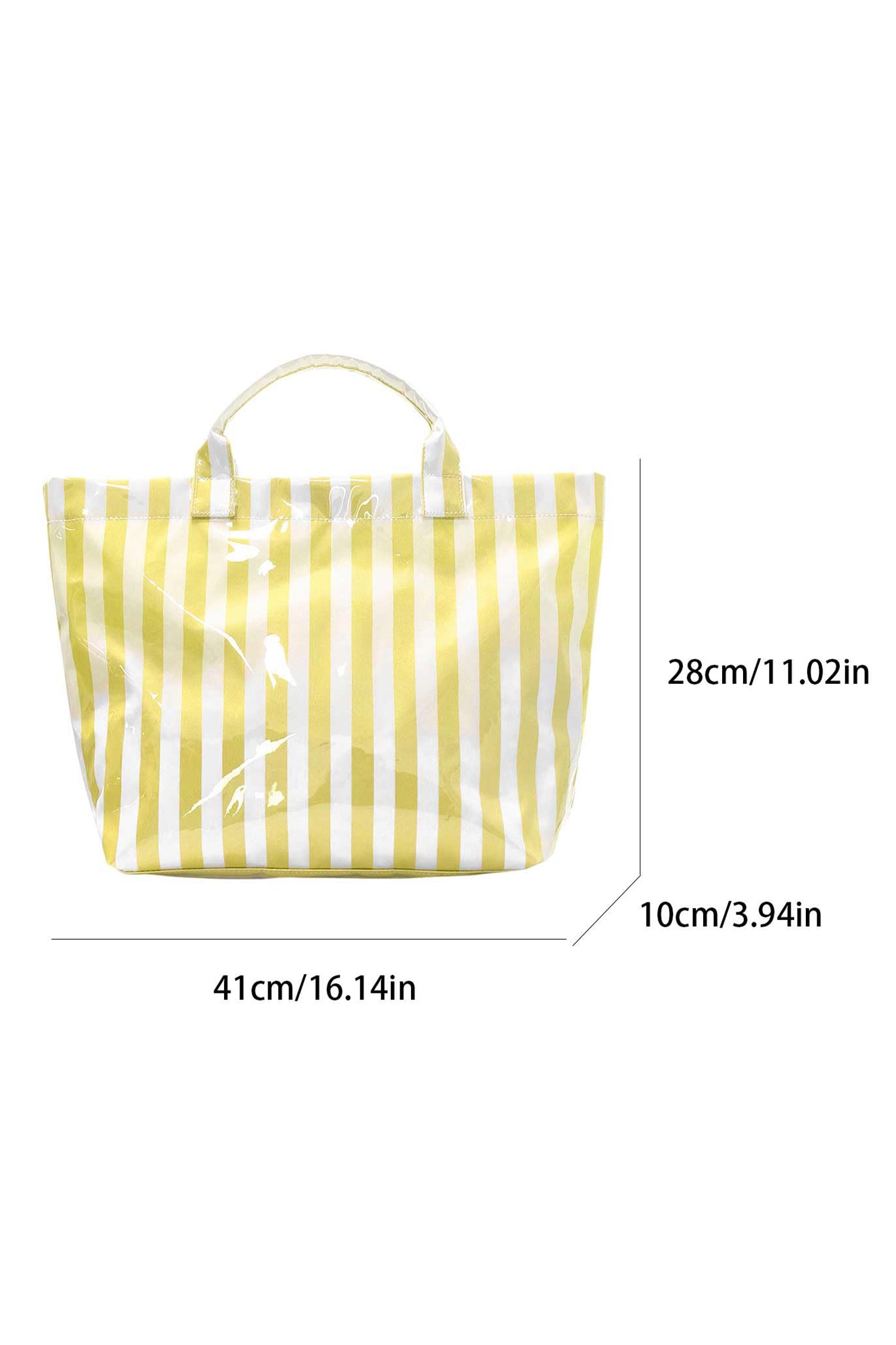 Yellow Cream Glossy Striped Vinyl Large Tote Bag