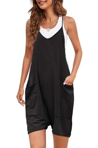 Combinaison droite à bretelles spaghetti réglables et poches