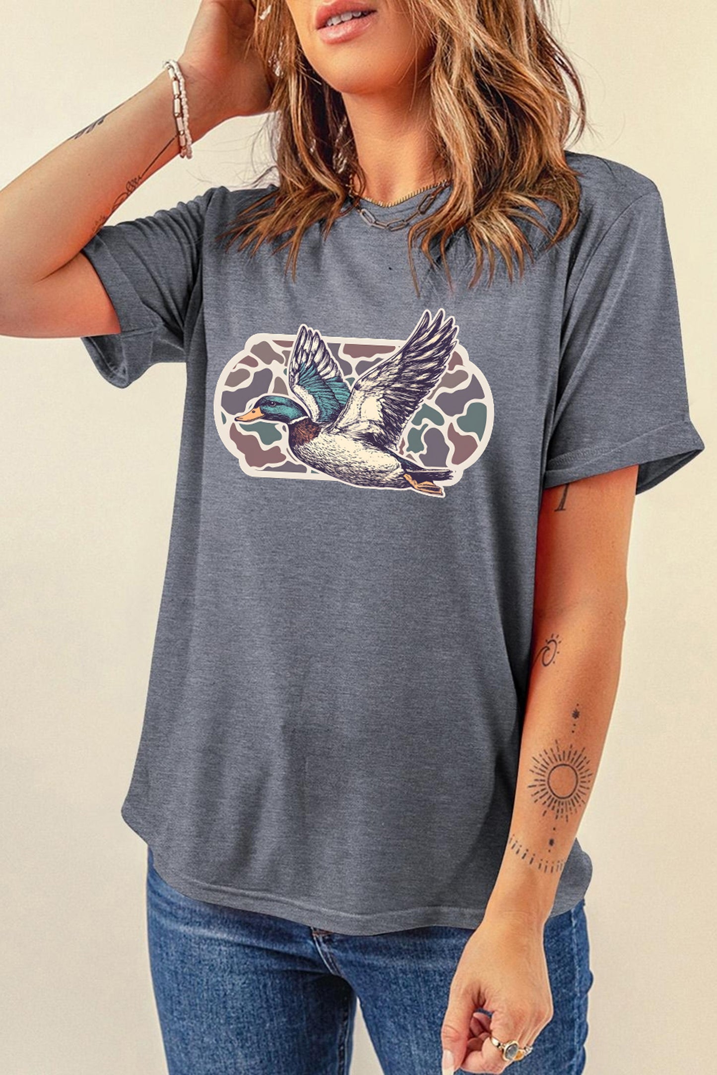 Gray Western Camo Mallard Graphic Tee