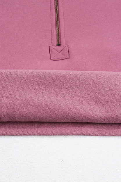 Sweat à capuche ample doublé polaire Valériane avec poches kangourou à demi-fermeture éclair