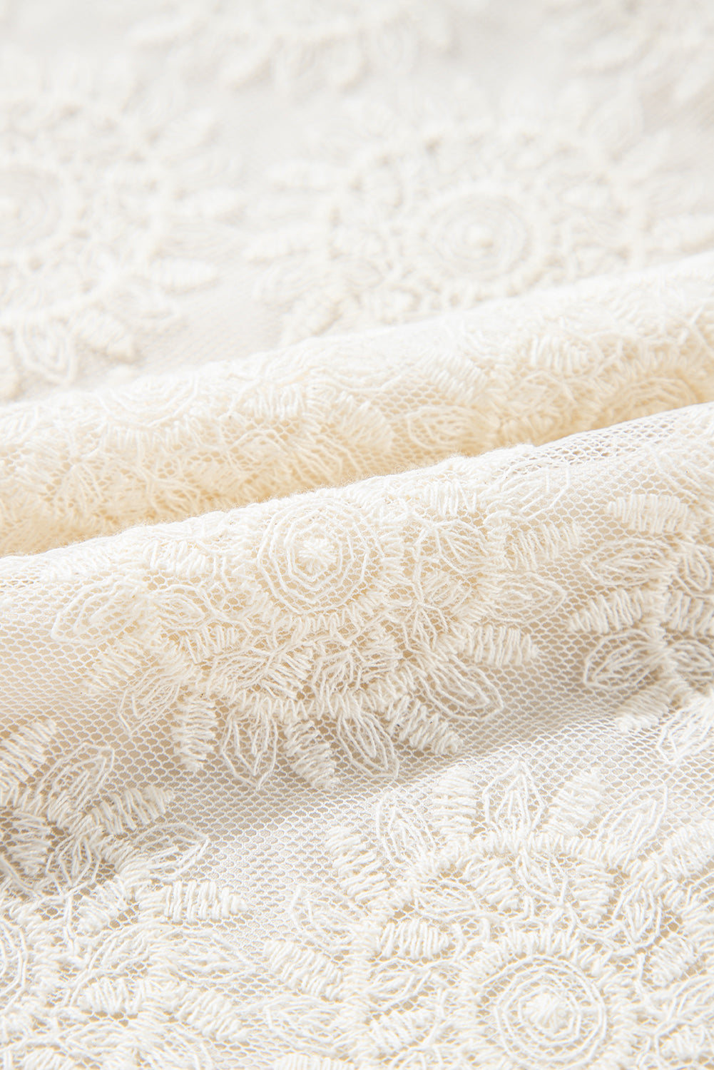 Chemisier à volants et boutons au dos en jacquard fleuri à motif flocons d'avoine, manches 3/4