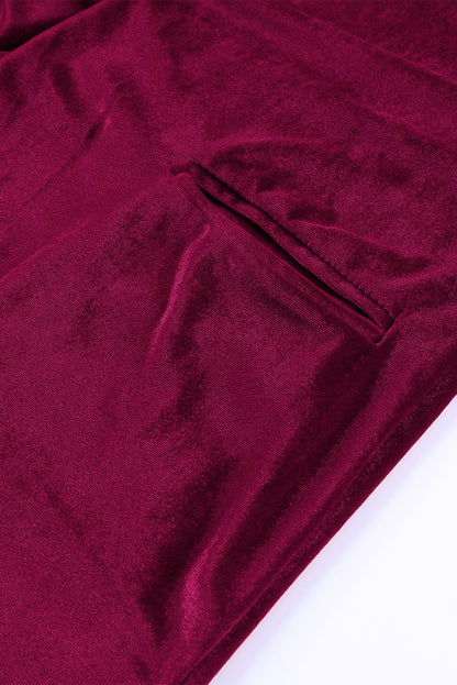 Abrigo retro de terciopelo con bolsillo de manga larga 