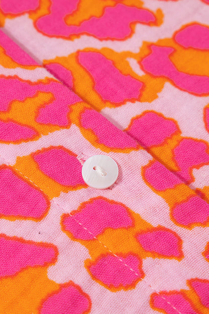 Chemise ample boutonnée à imprimé léopard rose