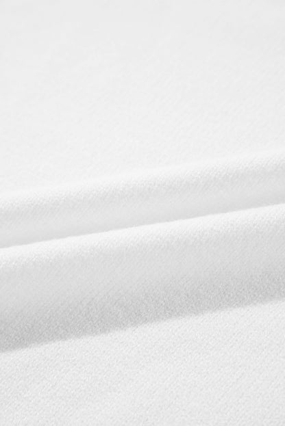 White Flower Detail Knitted Notched Neck Sweater