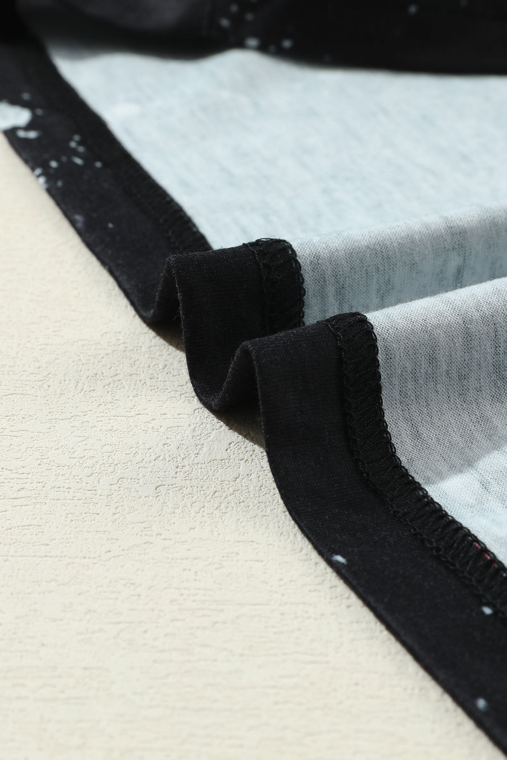 Black Bleached Elastic Neckline Ripped Sleeve Mini Dress