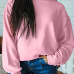 Pink Horizontal Ribbed Exposed Seam Detail Drop Shoulder Baggy Pullover