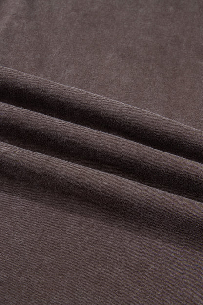 Coffee Mineral Wash Seam Detail Flare Leg Drawstring Pants