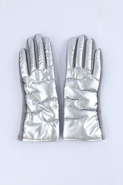 Gray Shiny Touch Screen Cycling Gloves
