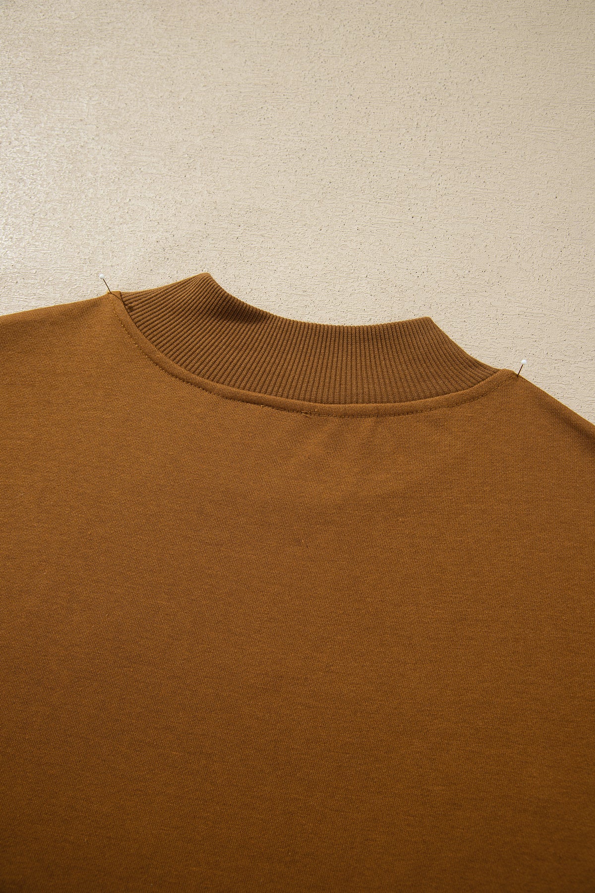Chestnut Stay Salty Embroidered Long Sleeve Stand Neck Shift Pullover Sweatshirt