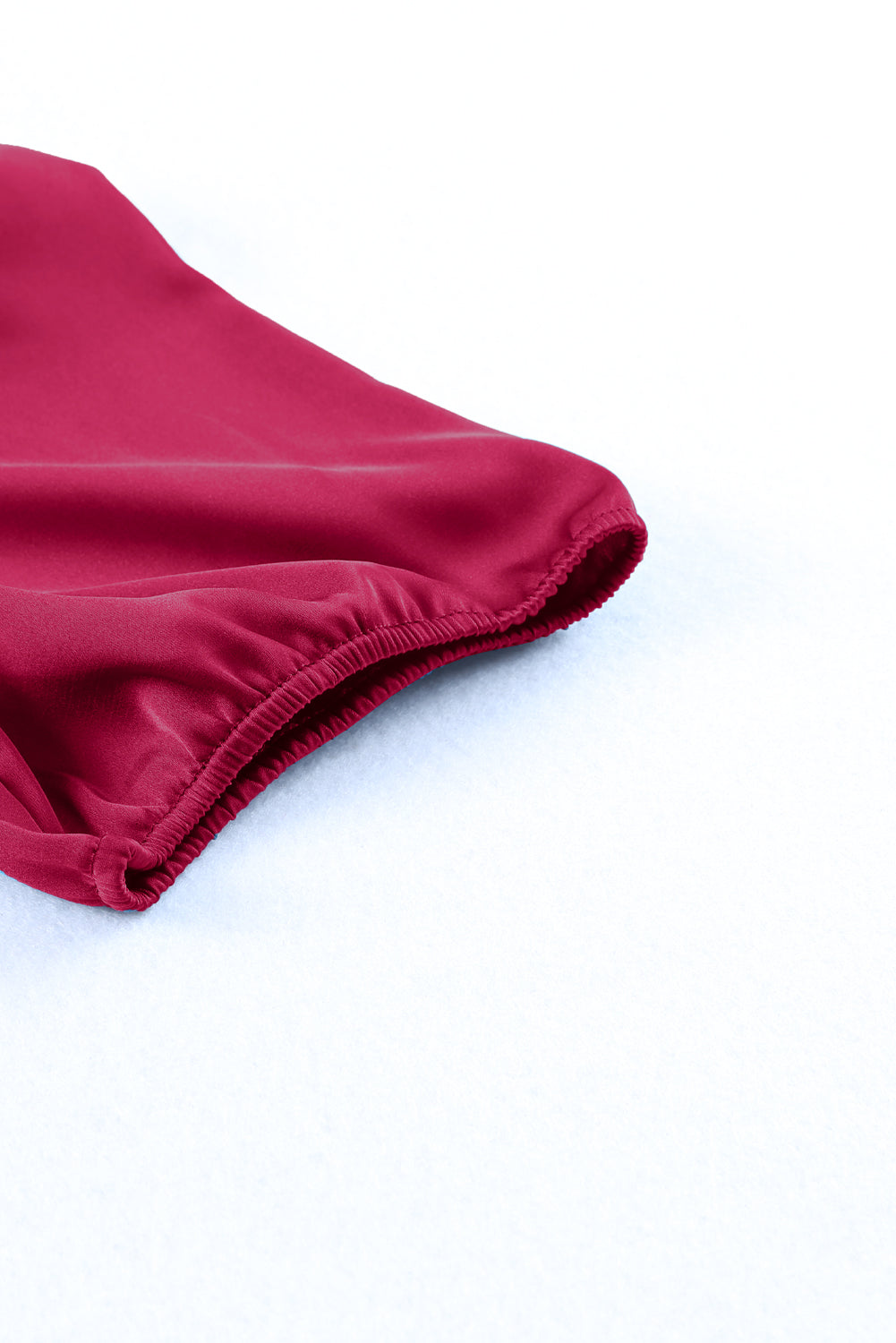 Ruched Puff Short Sleeve Satin Blouse