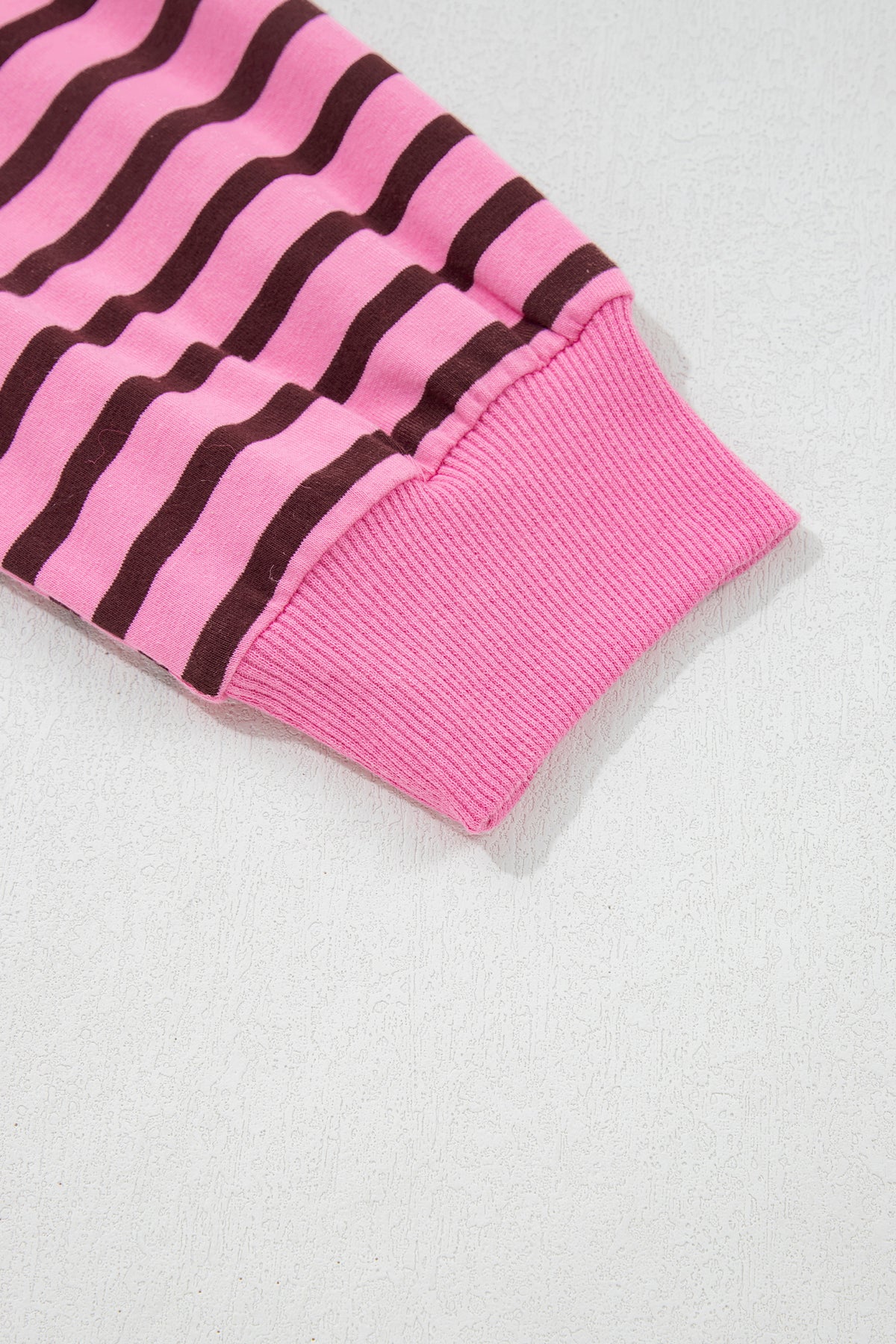 Pink Stripe V Neck Long Sleeve Drop Shoulder Blouse