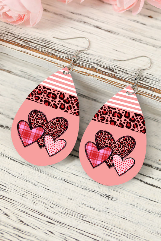 Multi Pattern Heart Print Valentine's Day Earrings