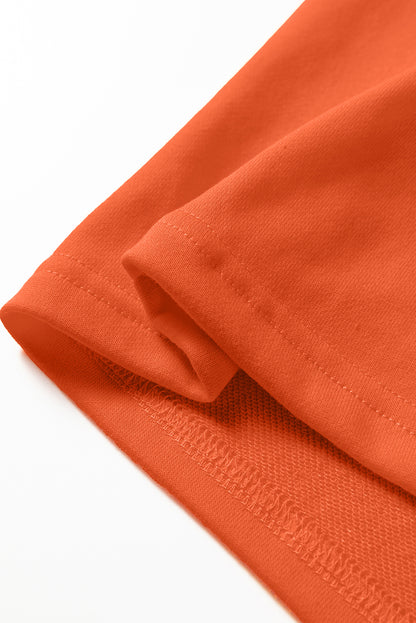 Orange Varsity Contrast Banded Sleeve Shift Sweatshirt Dress