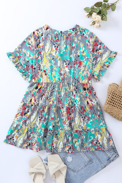 Top babydoll con mangas con volantes y estampado floral