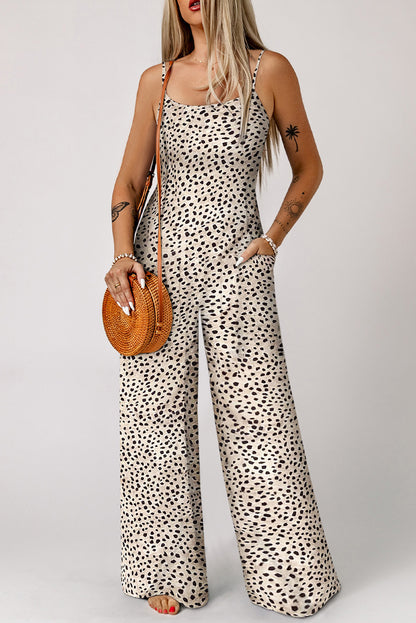 Loose Fit Side Pockets Spaghetti Strap Wide Leg Jumpsuit
