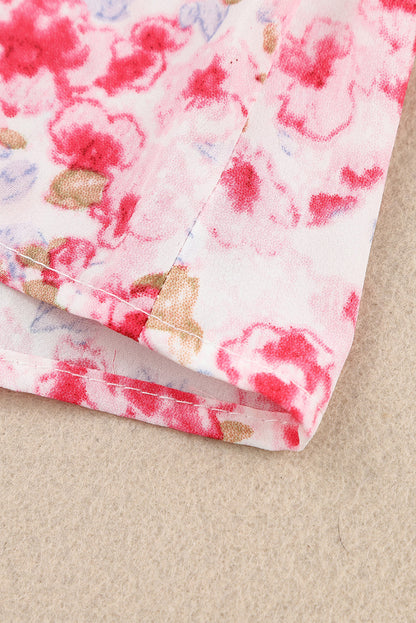 Blusa con botones y cuello en V con estampado floral 