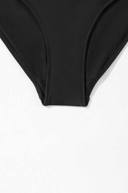 Maillot de bain une pièce à découpes croisées et colorblock rouge rose